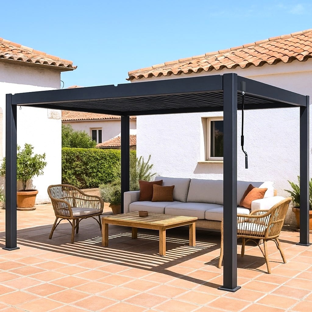 Pérgola bioclimática 3x4m | Lamas de aluminio y acero | Carmona Antracita