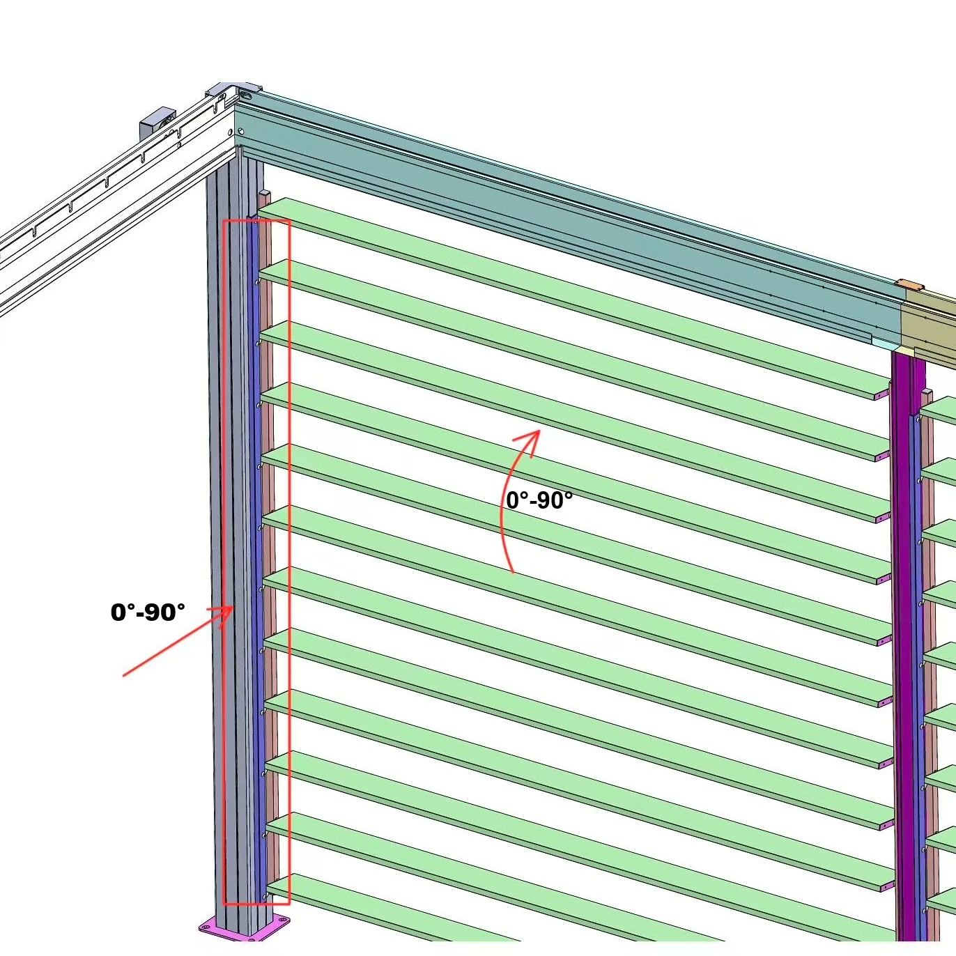 Persiana lateral ajustable de aluminio antracita para pérgola | 4m – Image 2